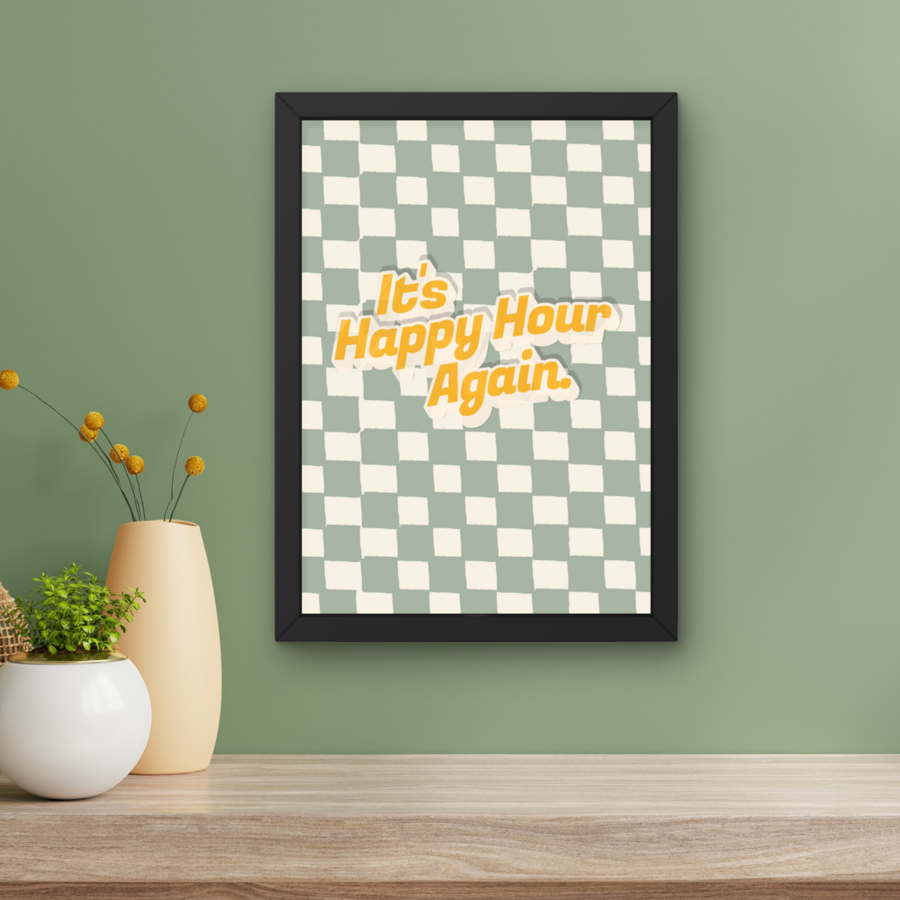 Happy hour | housemartins inspired Inspired checkerboard indie Music Print