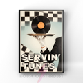 servin' tunes  | retro vinyl record diner music Print