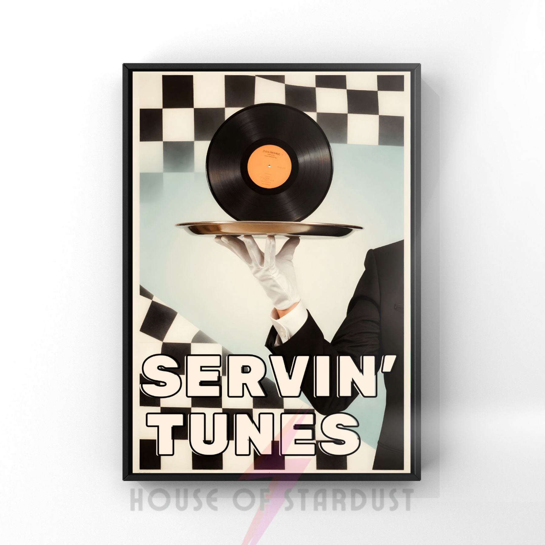 servin' tunes  | retro vinyl record diner music Print