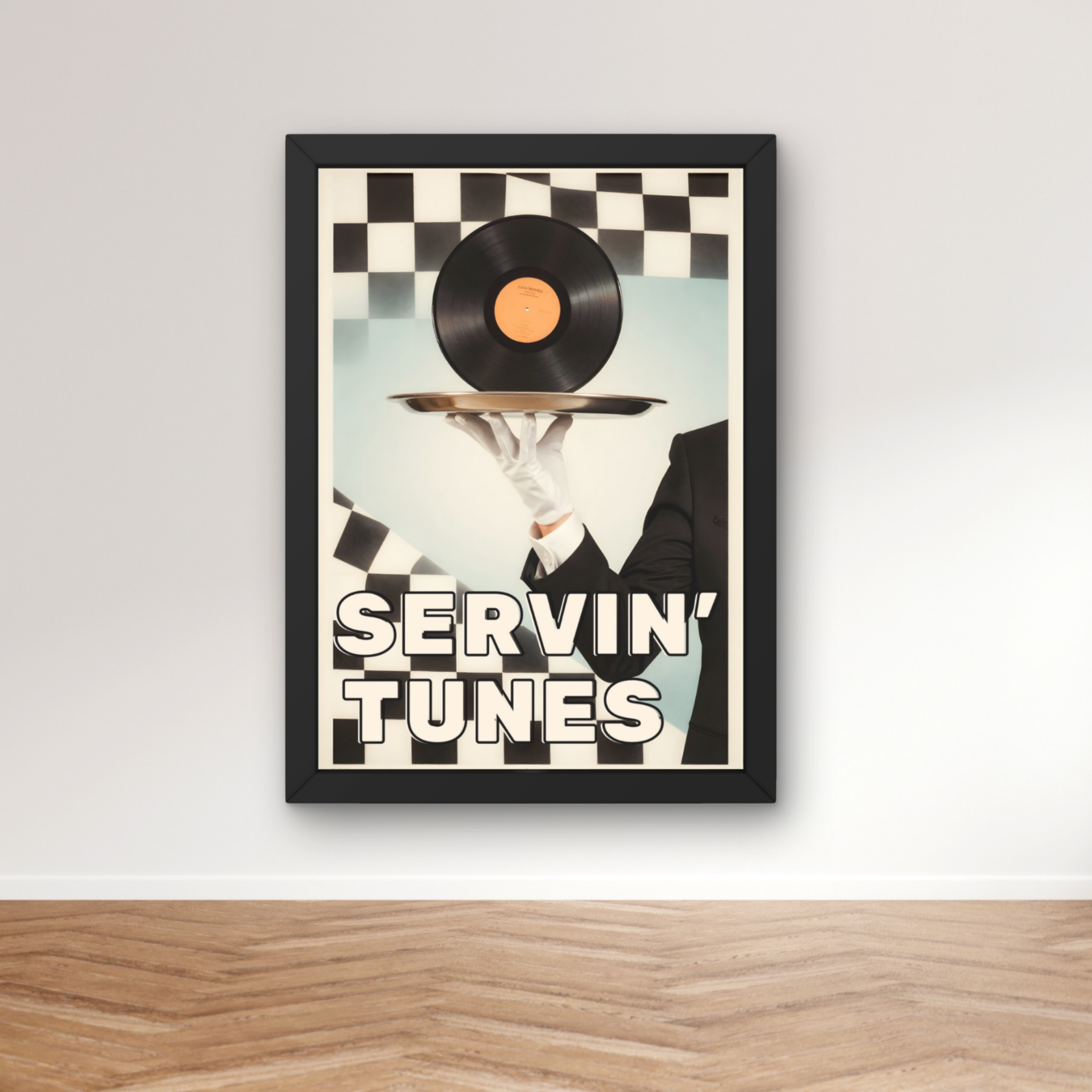 servin' tunes  | retro vinyl record diner music Print