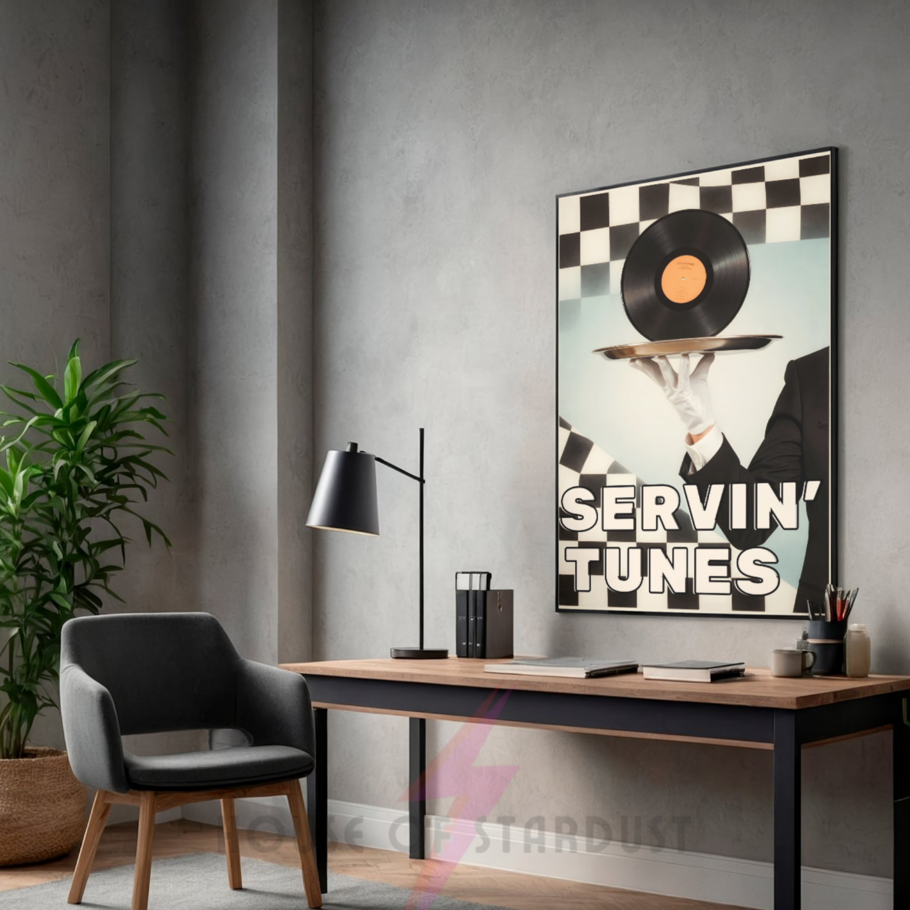 servin' tunes  | retro vinyl record diner music Print
