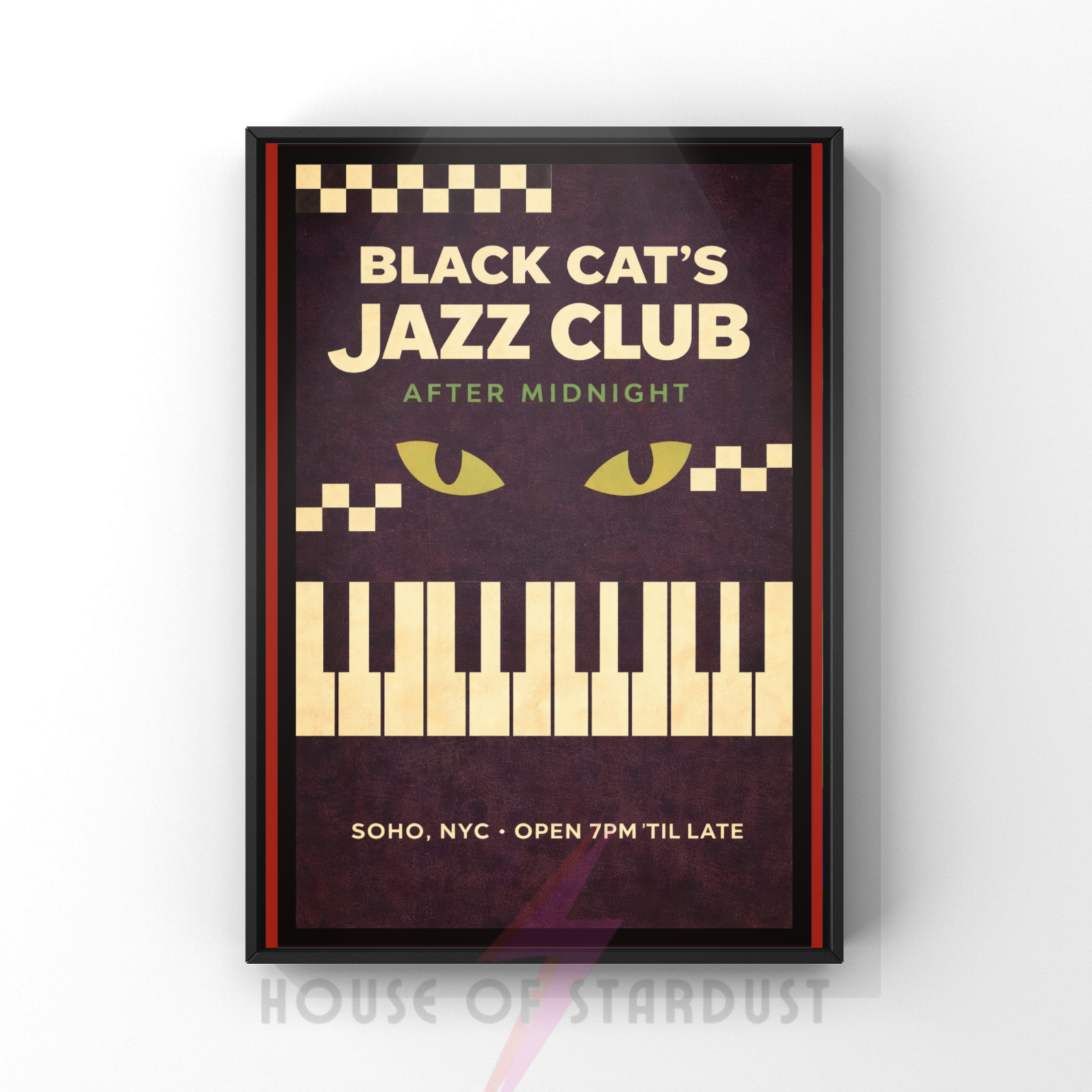 After midnight | black cat's jazz club NYC art print
