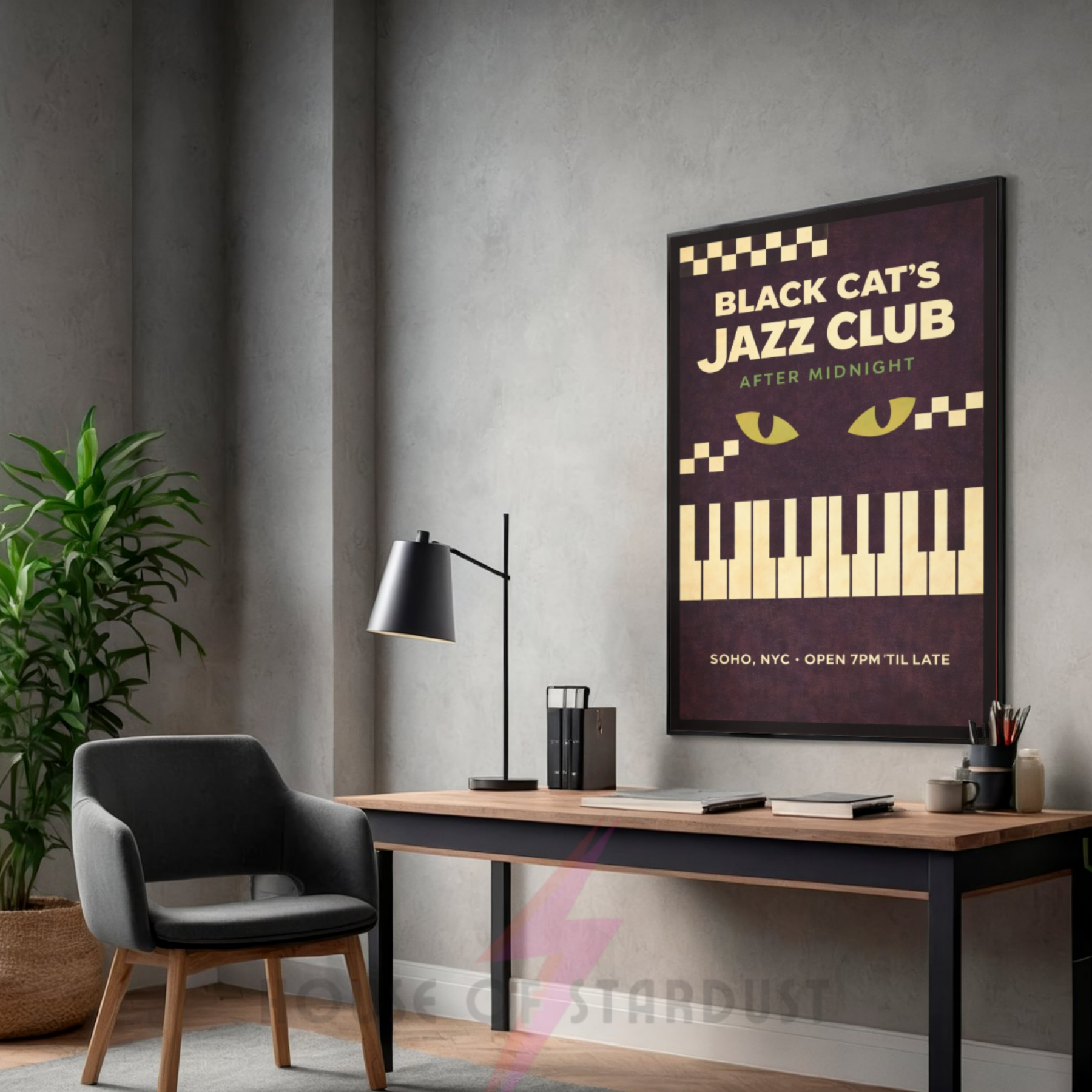 After midnight | black cat's jazz club NYC art print