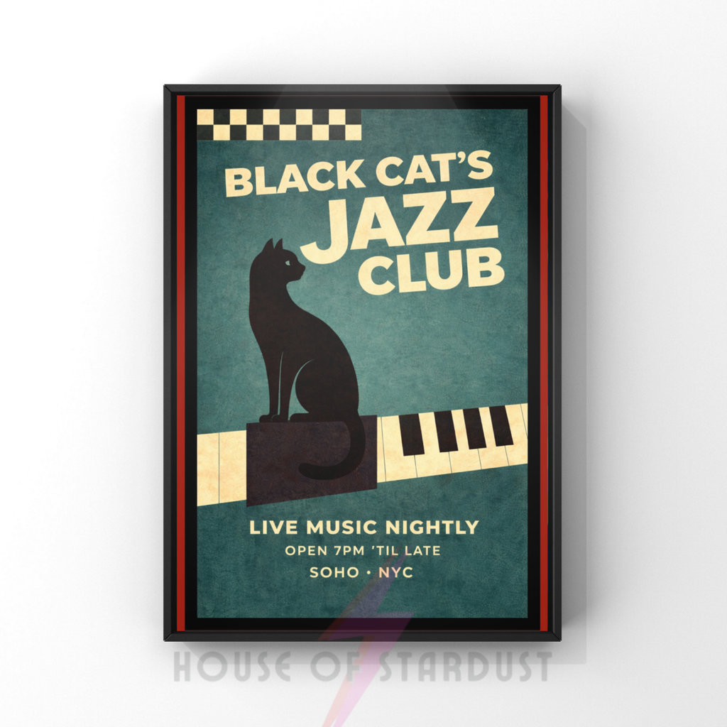 Lice music nightly  | black cat's jazz club NYC art print