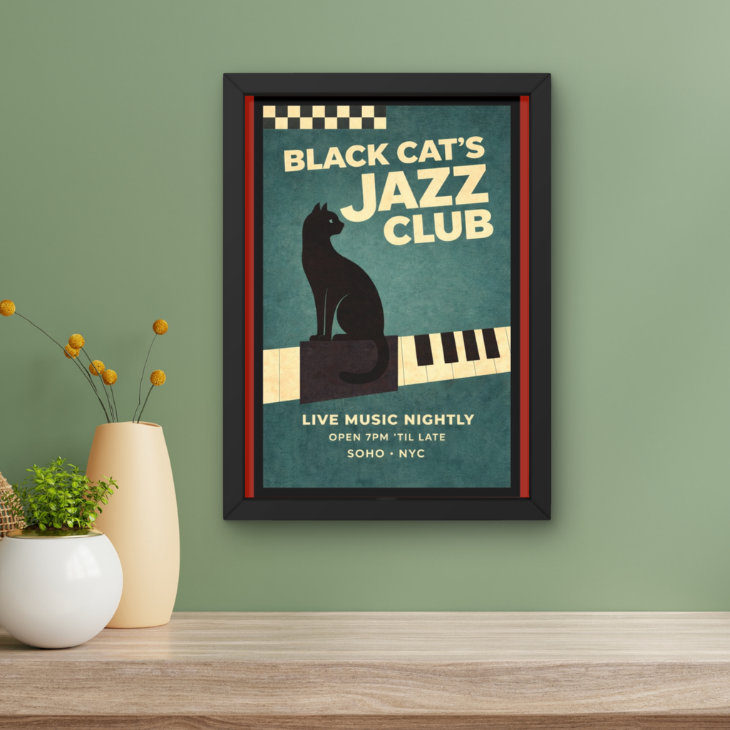 Lice music nightly  | black cat's jazz club NYC art print