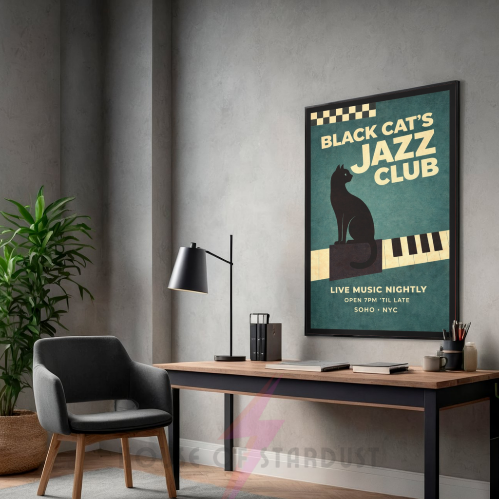 Lice music nightly  | black cat's jazz club NYC art print