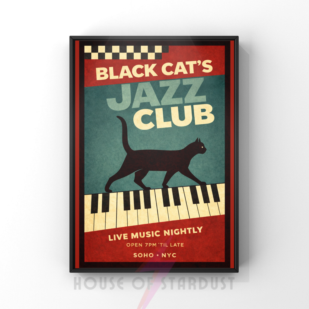 open mic | black cat's jazz club NYC art print