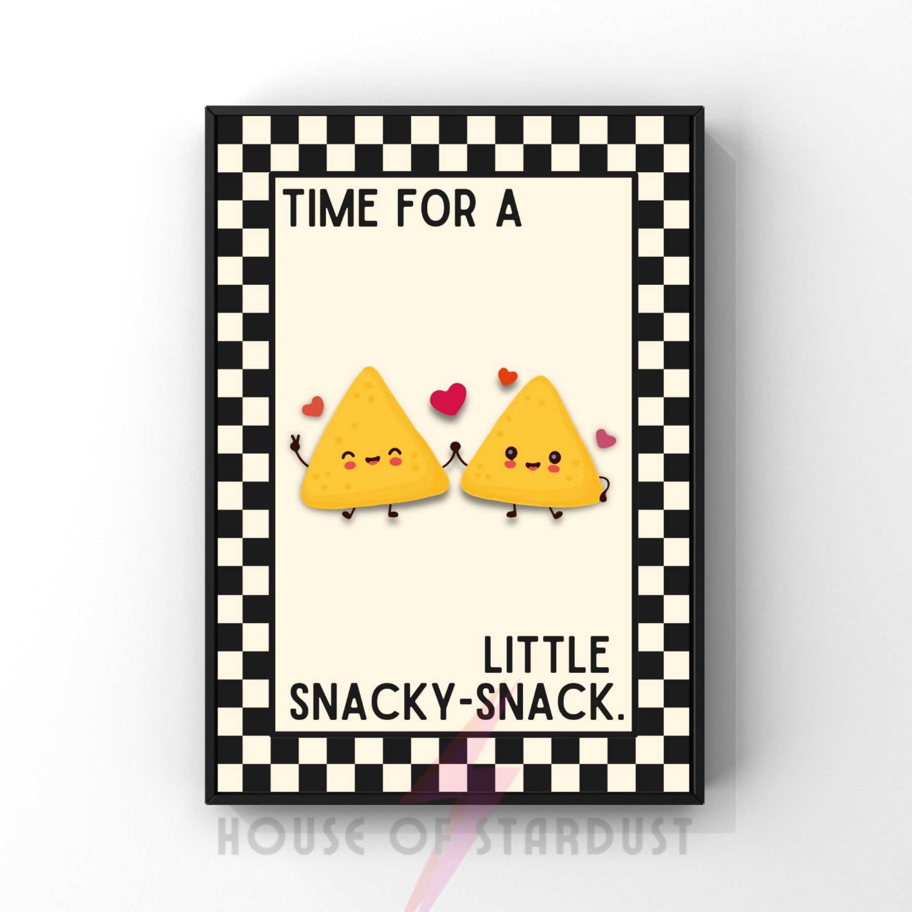 Time for a little snacky-snack | Kitsch Kitchen checkerboard retro collection print