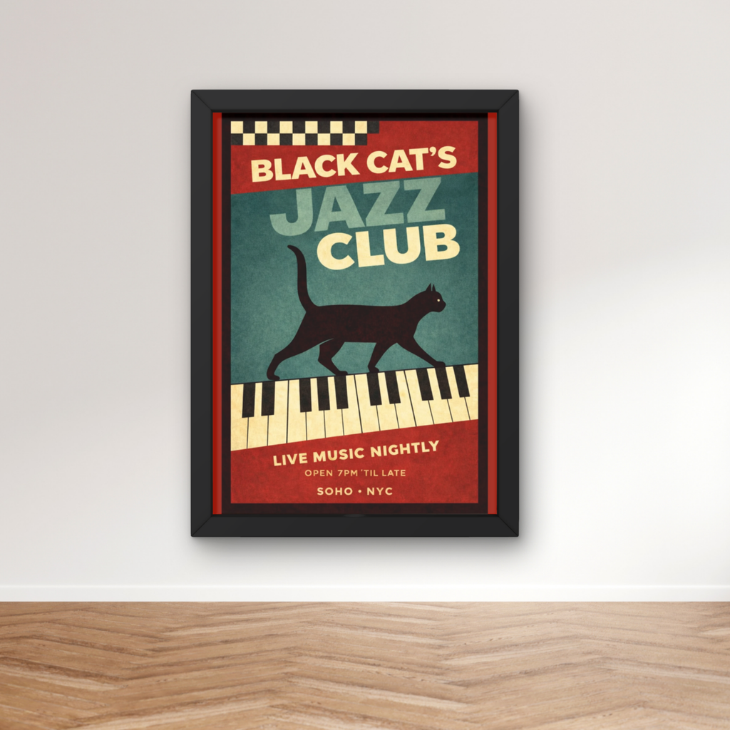 open mic | black cat's jazz club NYC art print