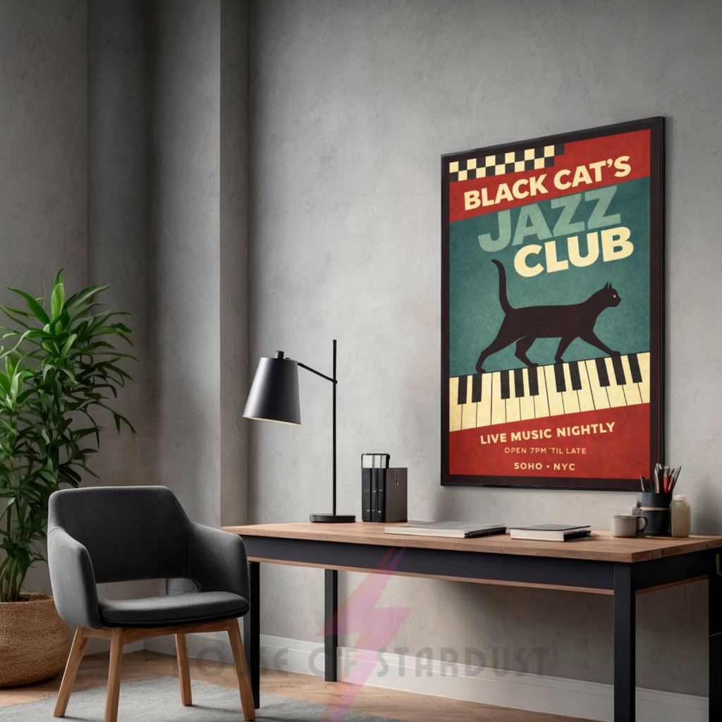 open mic | black cat's jazz club NYC art print