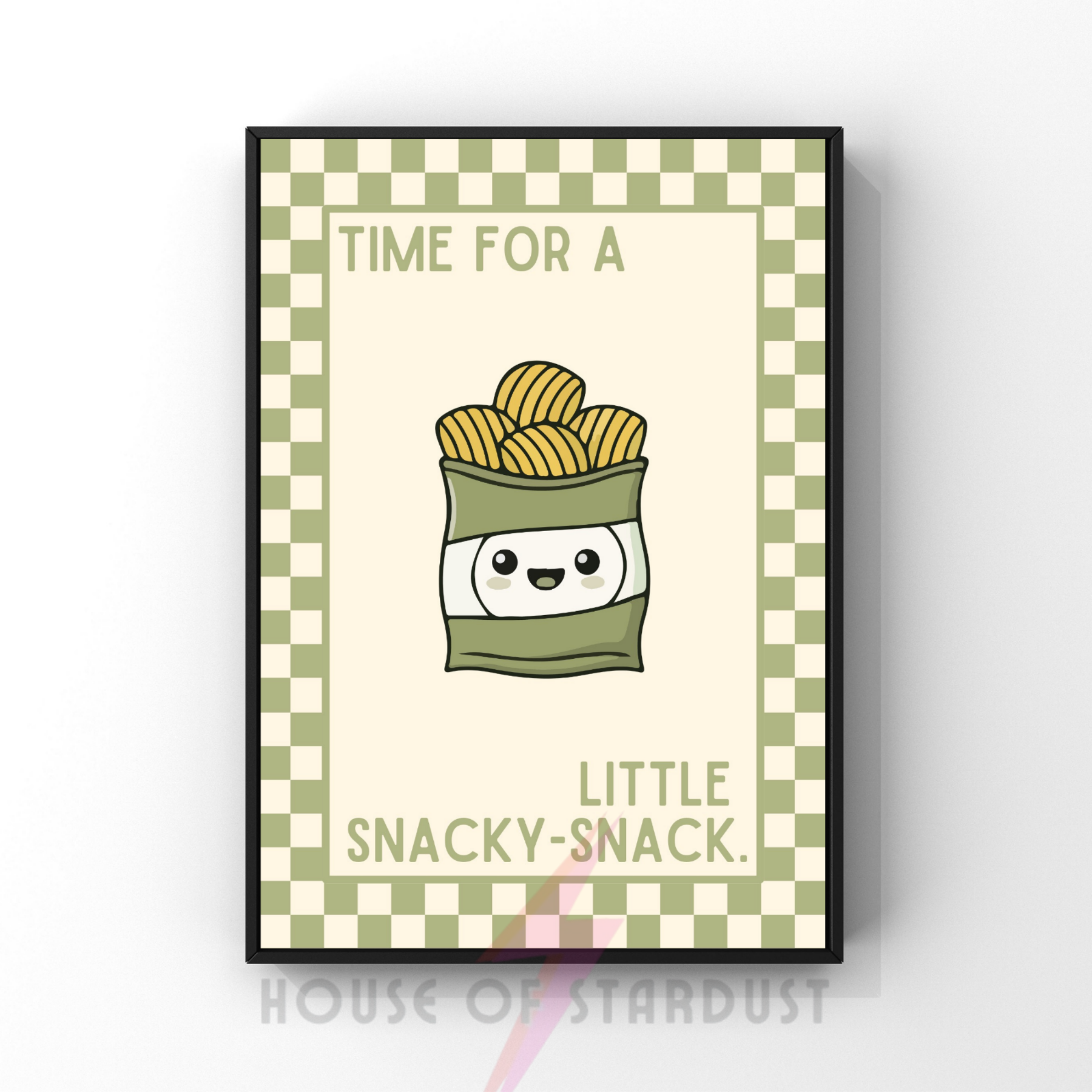 Time for a little snacky-snack | Kitsch Kitchen checkerboard pastels collection print
