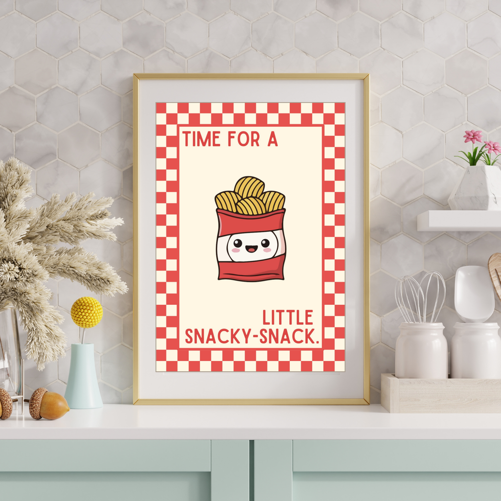 Time for a little snacky-snack | Kitsch Kitchen checkerboard pastels collection print