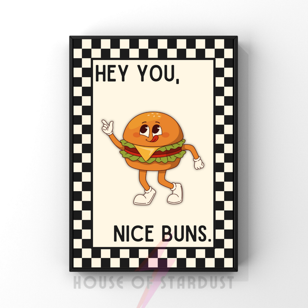 Nice buns | Kitsch Kitchen checkerboard retro collection print