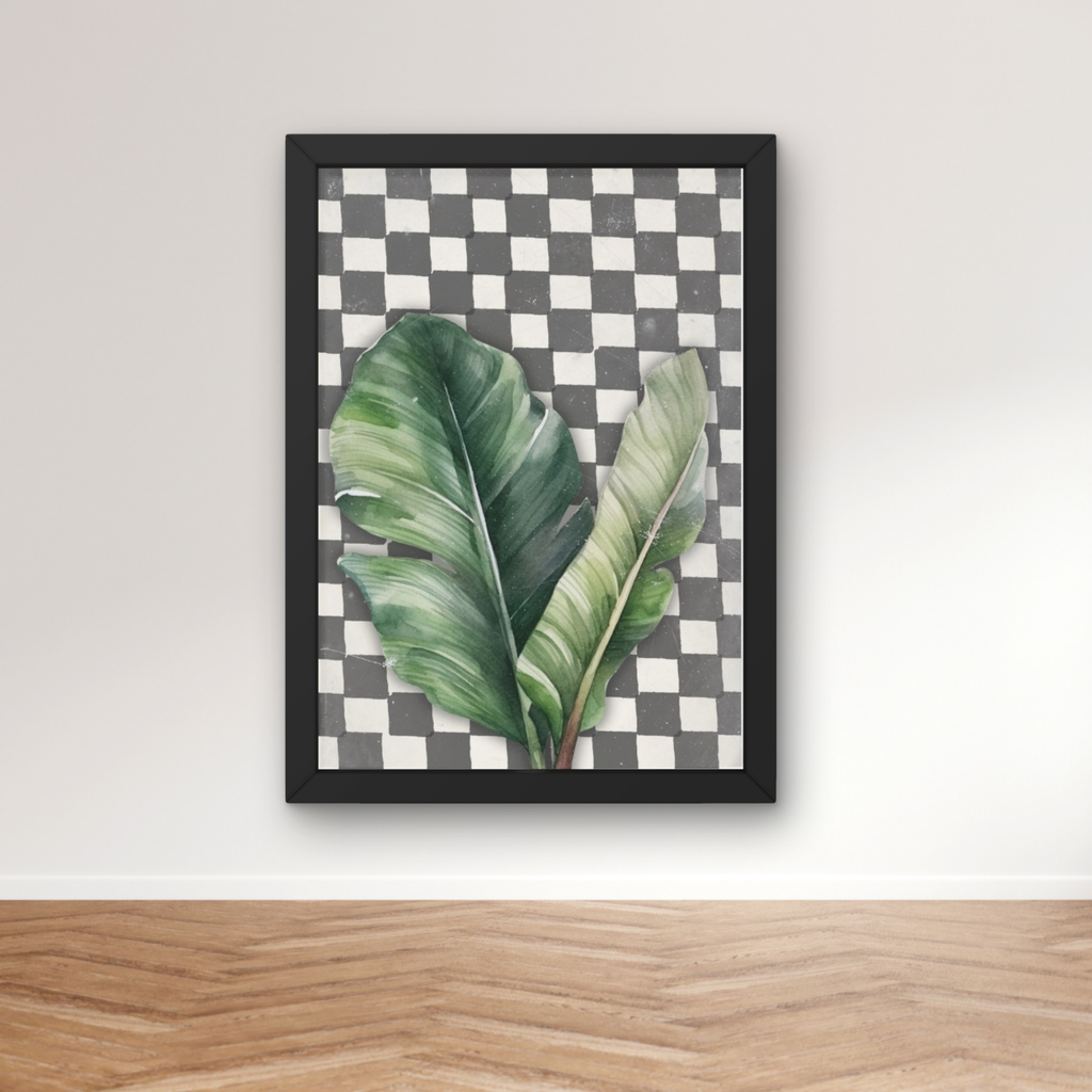 checkerboard banana leaf | botanical jungle art print