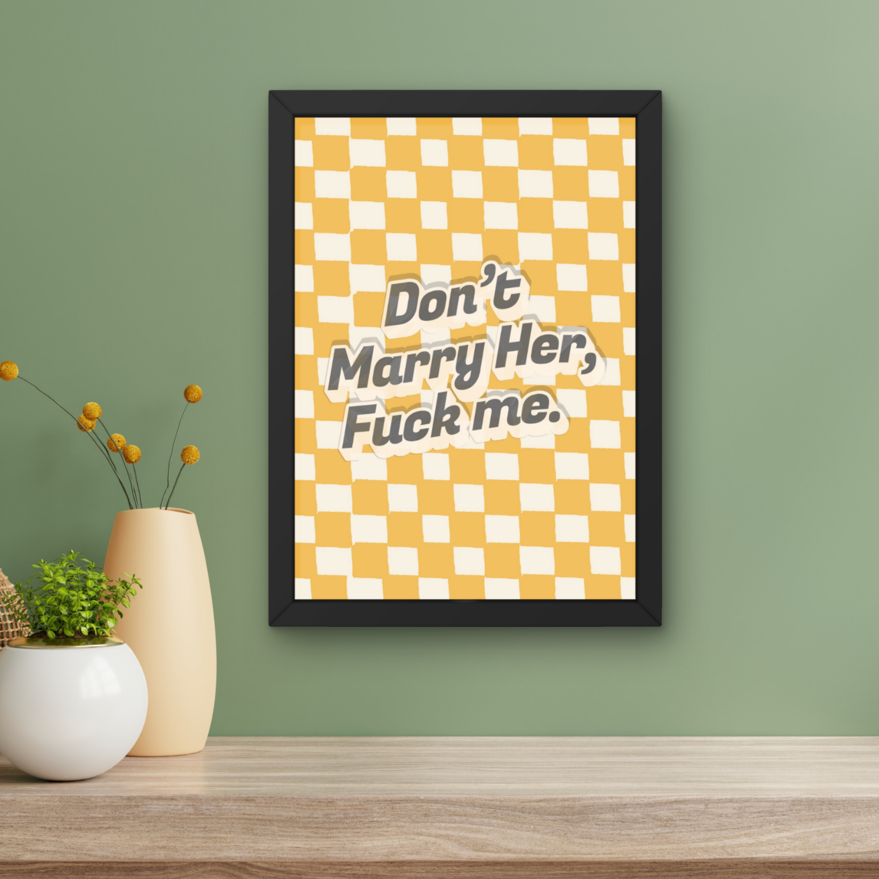 don't marry her | beautiful south inspired Inspired checkerboard indie Music Print
