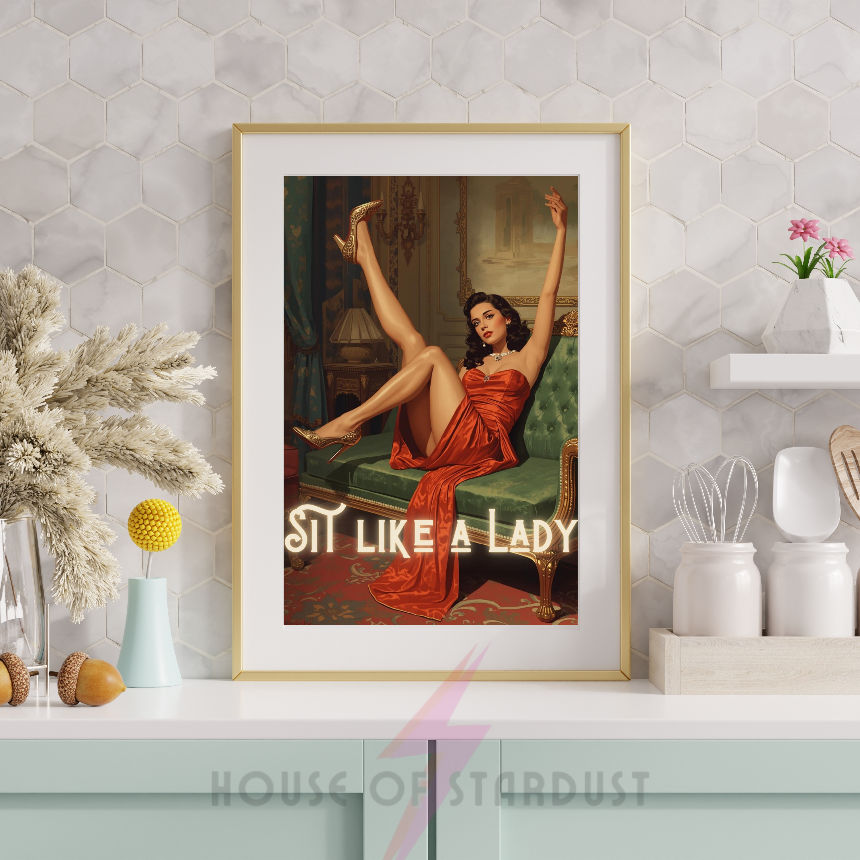 sit like a lady | Retro feminist Housewife Humour Print