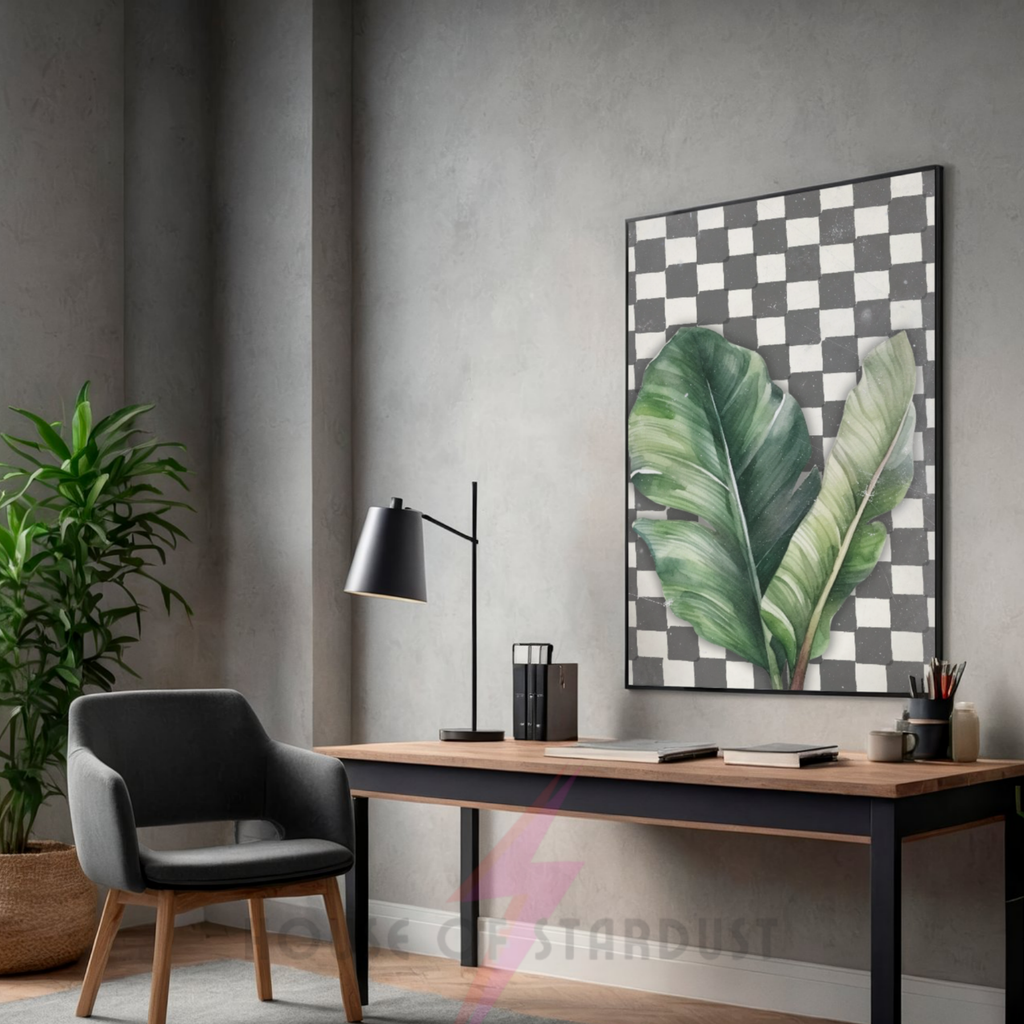 checkerboard banana leaf | botanical jungle art print