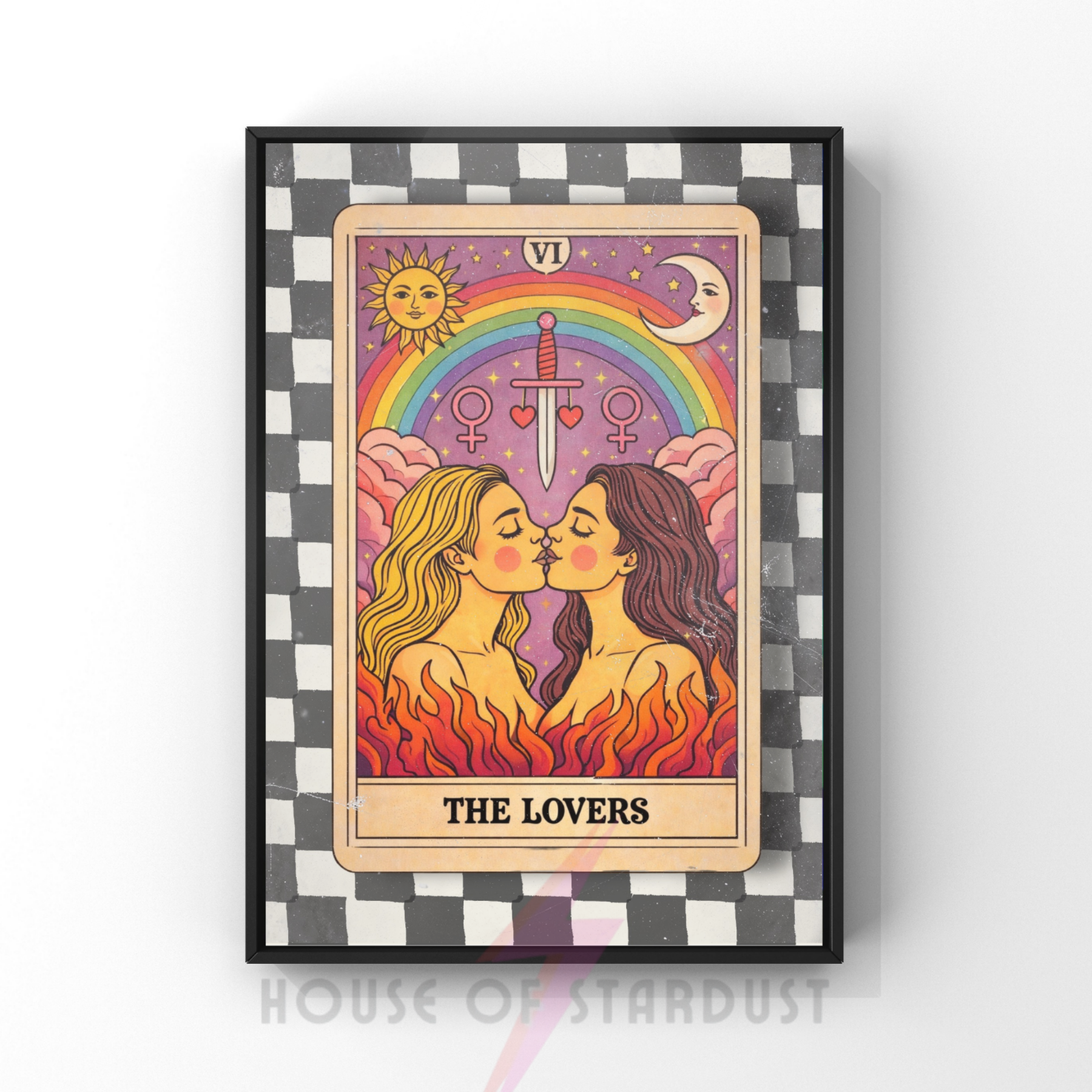 girls | checkerboard tarot LGBTQ+ art print