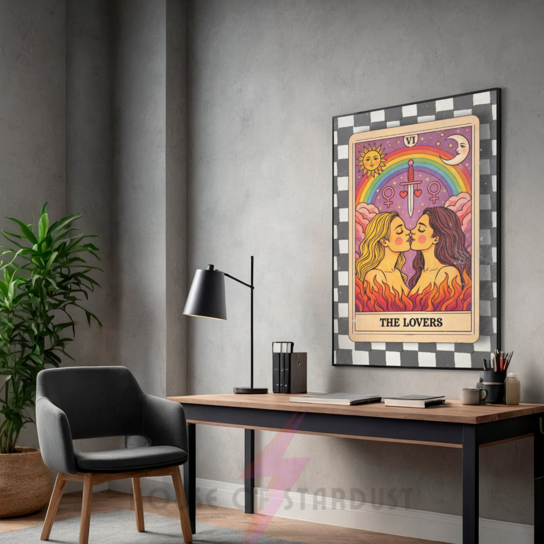 girls | checkerboard tarot LGBTQ+ art print