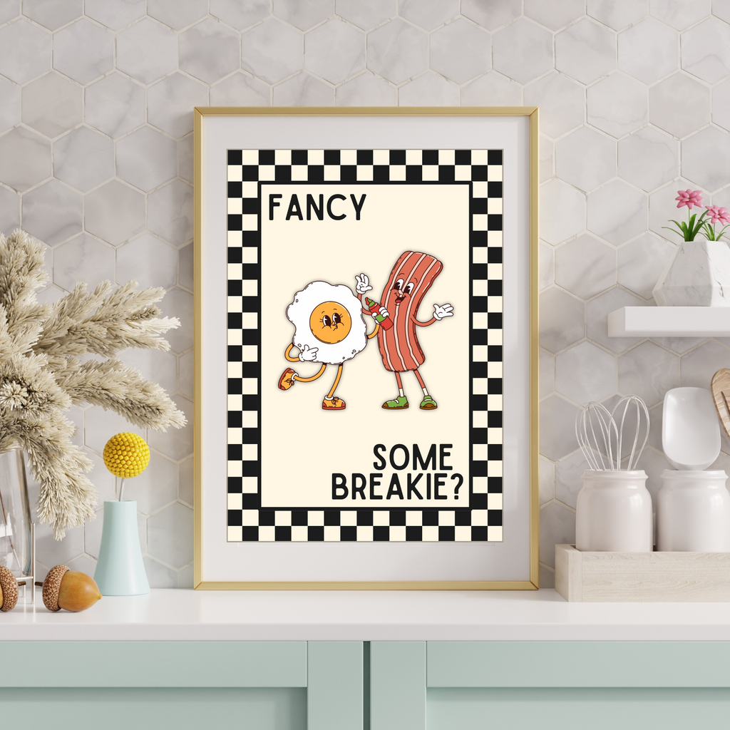 fancy some breakie?  | Kitsch Kitchen checkerboard retro collection print