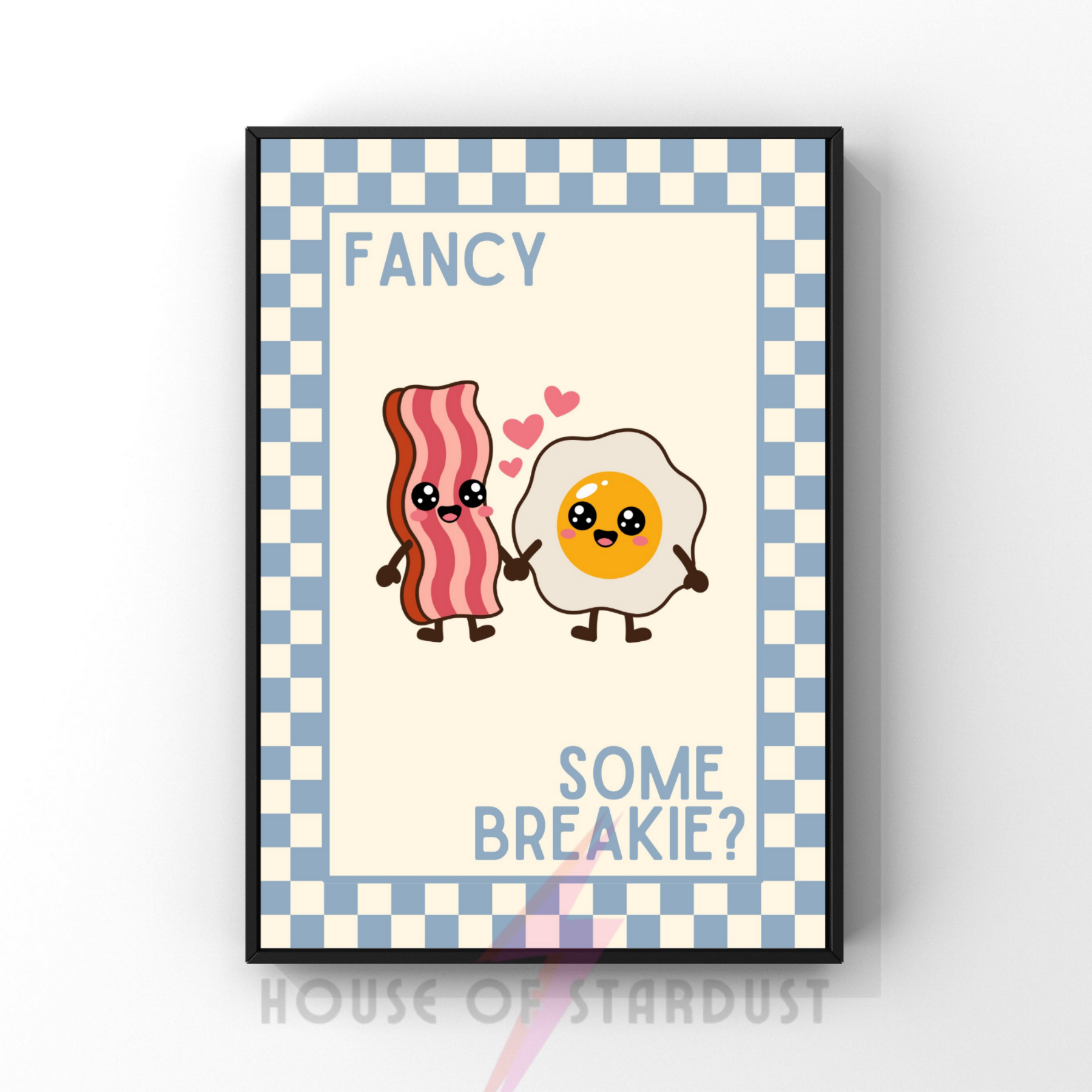 fancy some breakie? | Kitsch Kitchen checkerboard pastels collection print