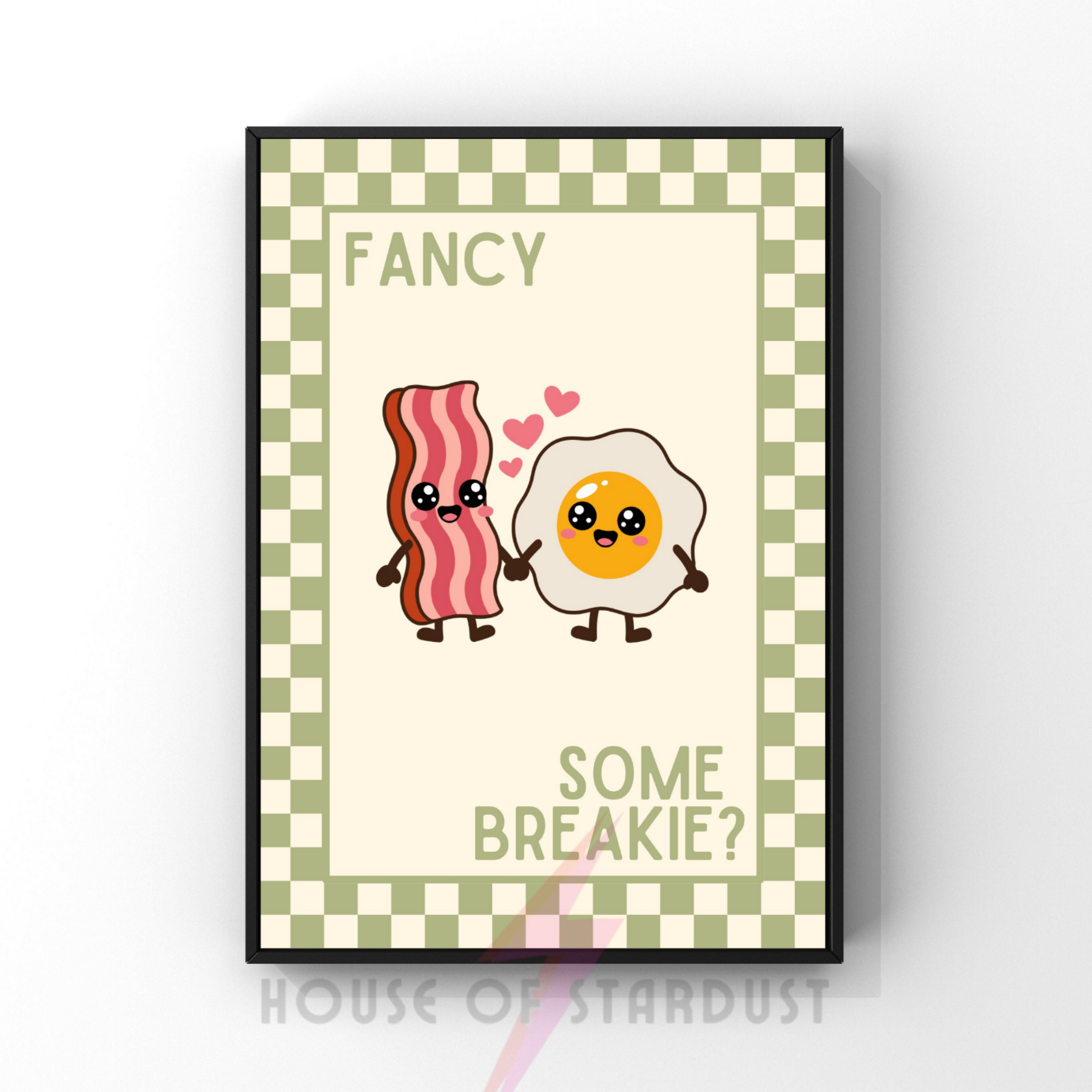fancy some breakie? | Kitsch Kitchen checkerboard pastels collection print
