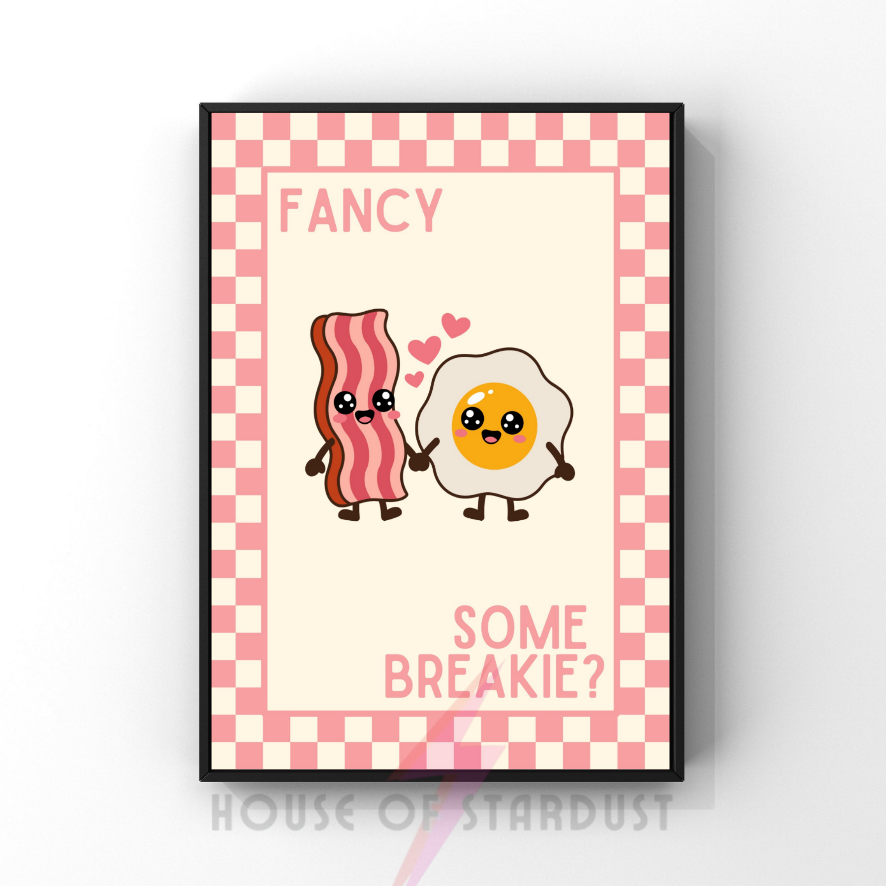 fancy some breakie? | Kitsch Kitchen checkerboard pastels collection print