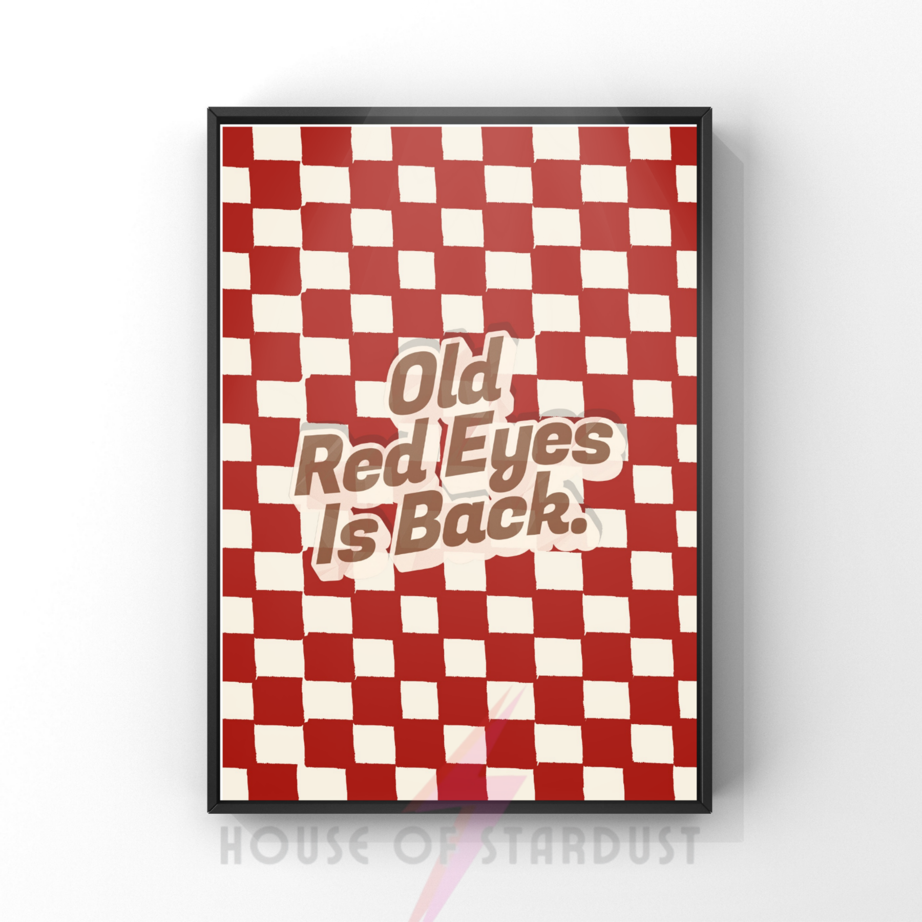 old red eyes | beautiful south inspired Inspired checkerboard indie Music Print