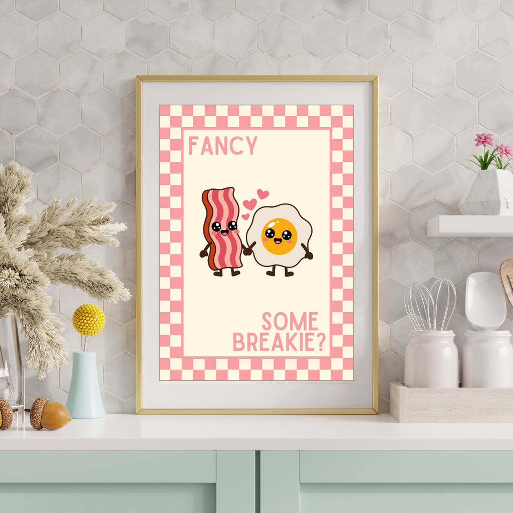 fancy some breakie? | Kitsch Kitchen checkerboard pastels collection print