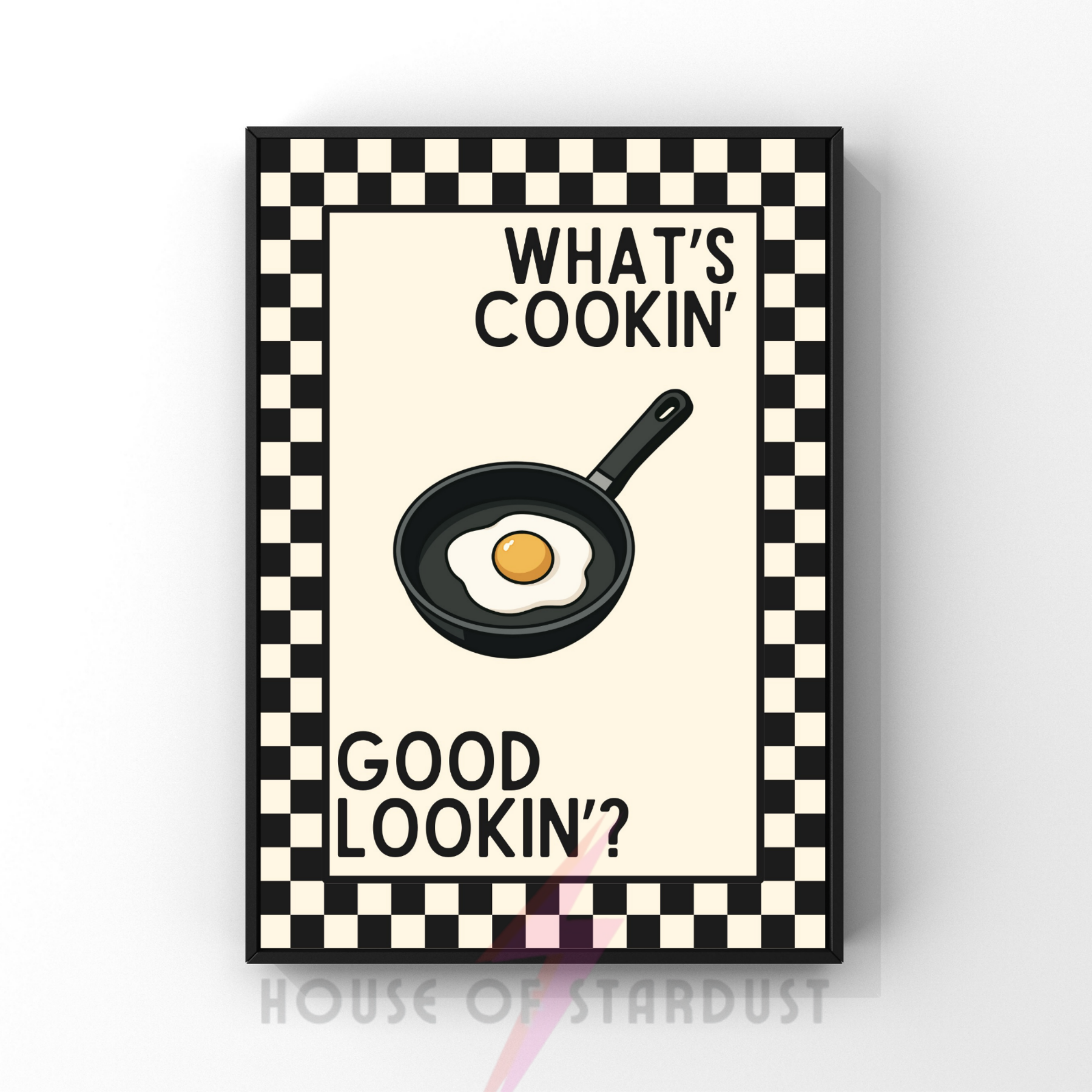what's cookin' good lookin'? | Kitsch Kitchen checkerboard retro collection print