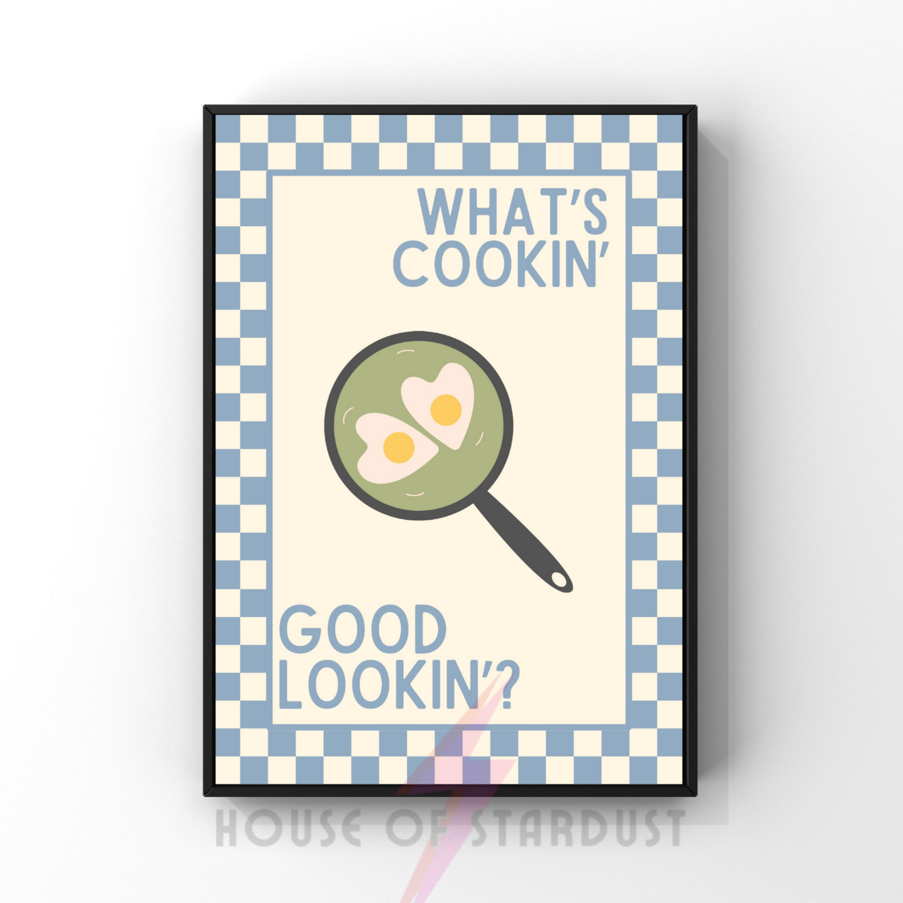what's cookin' good lookin'? | Kitsch Kitchen checkerboard pastels collection print