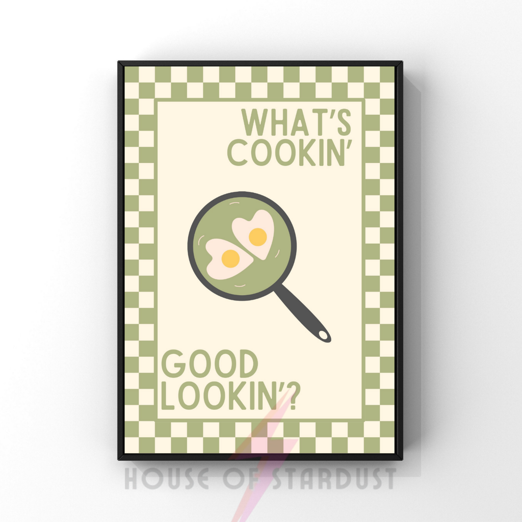 what's cookin' good lookin'? | Kitsch Kitchen checkerboard pastels collection print