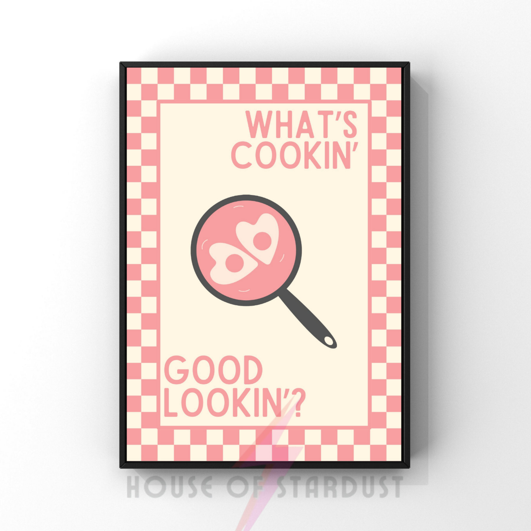 what's cookin' good lookin'? | Kitsch Kitchen checkerboard pastels collection print