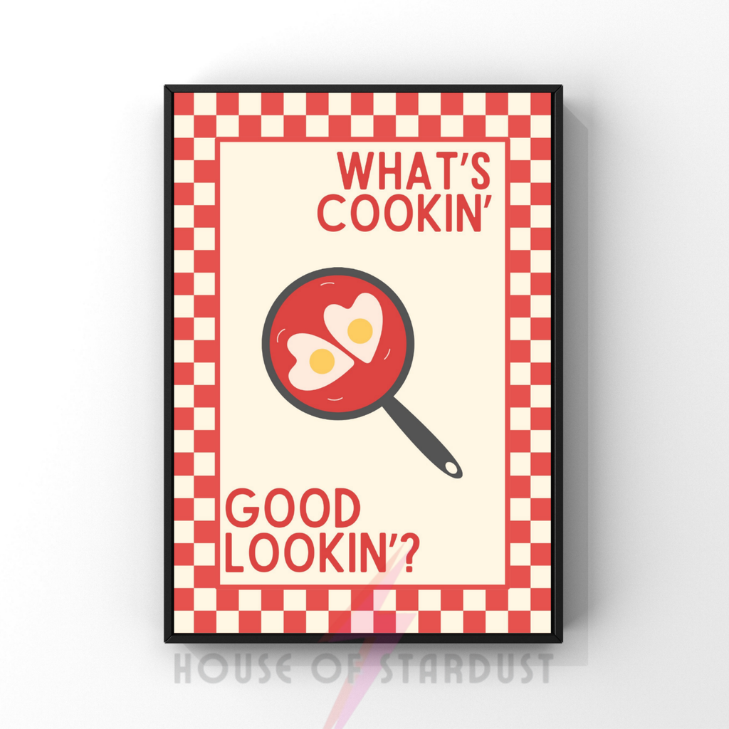 what's cookin' good lookin'? | Kitsch Kitchen checkerboard pastels collection print