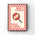 what's cookin' good lookin'? | Kitsch Kitchen checkerboard pastels collection print