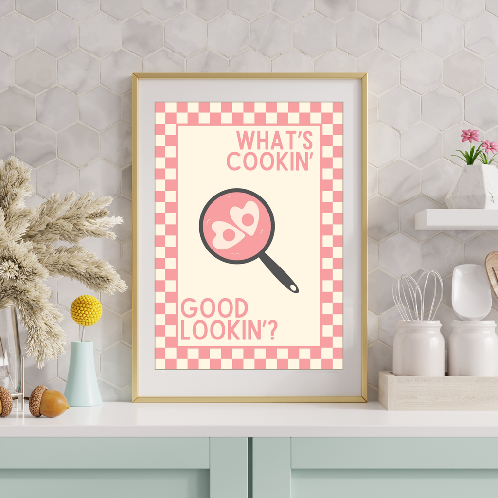 what's cookin' good lookin'? | Kitsch Kitchen checkerboard pastels collection print