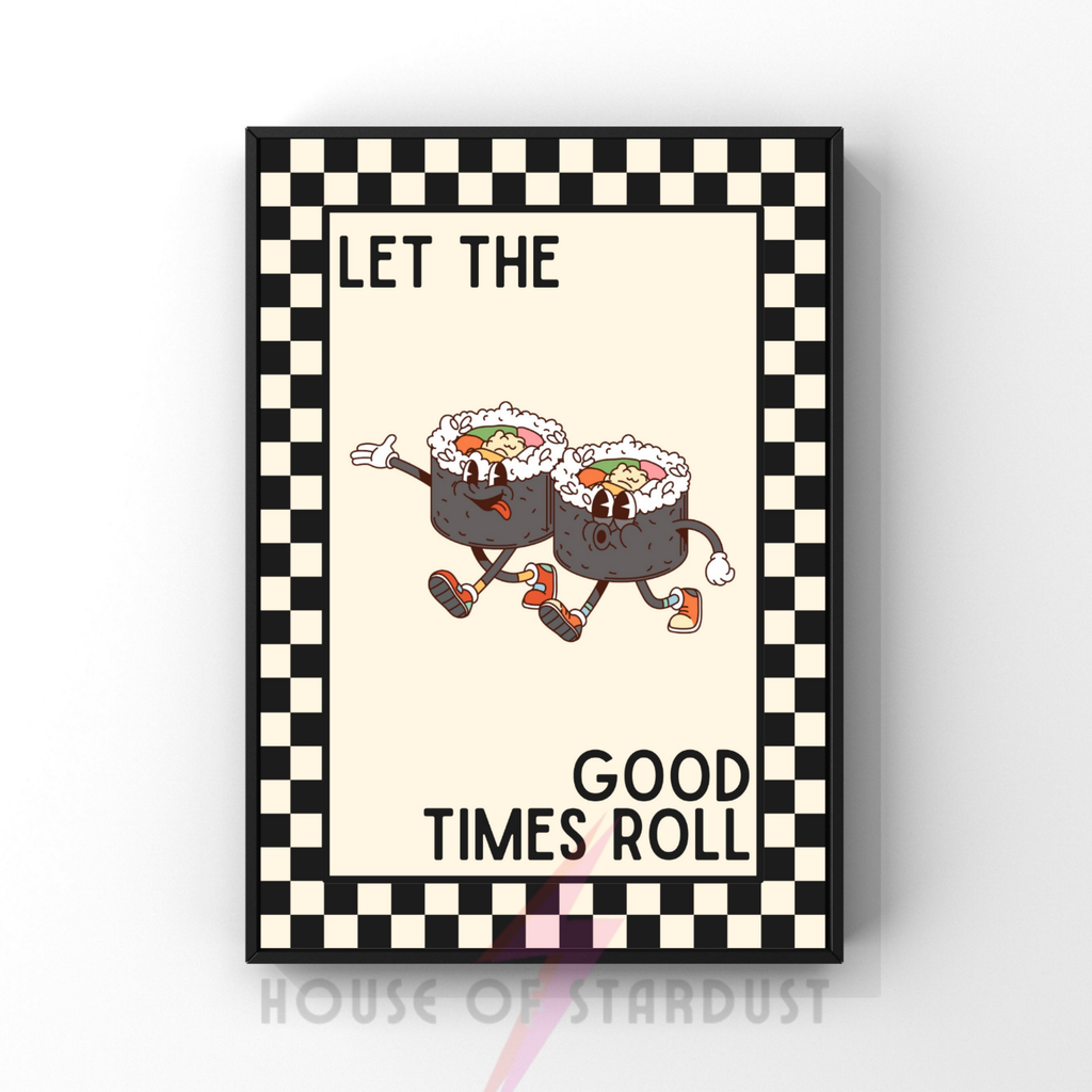 Let the good times roll Sushi | Kitsch Kitchen checkerboard retro collection print