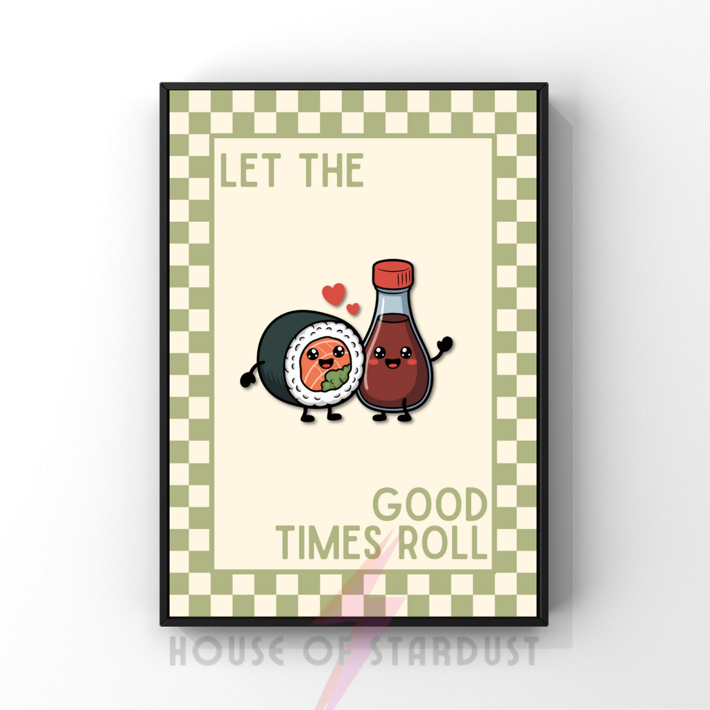 Let the good times roll Sushi | Kitsch Kitchen checkerboard pastels collection print