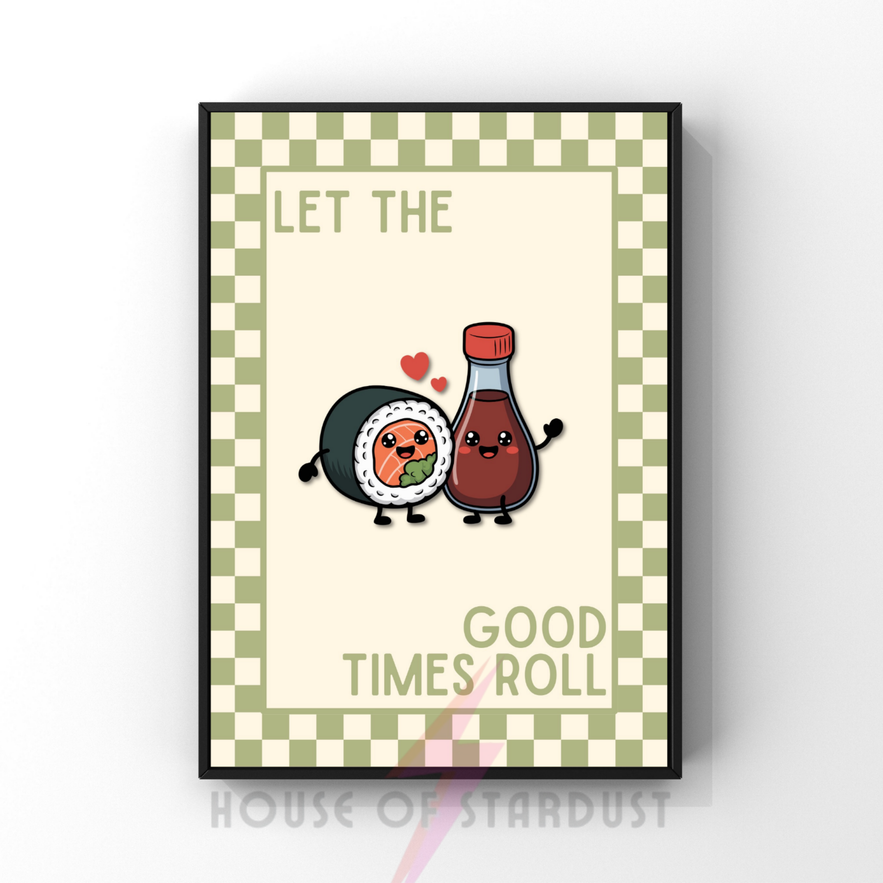 Let the good times roll Sushi | Kitsch Kitchen checkerboard pastels collection print