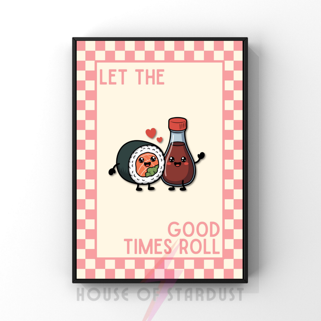 Let the good times roll Sushi | Kitsch Kitchen checkerboard pastels collection print