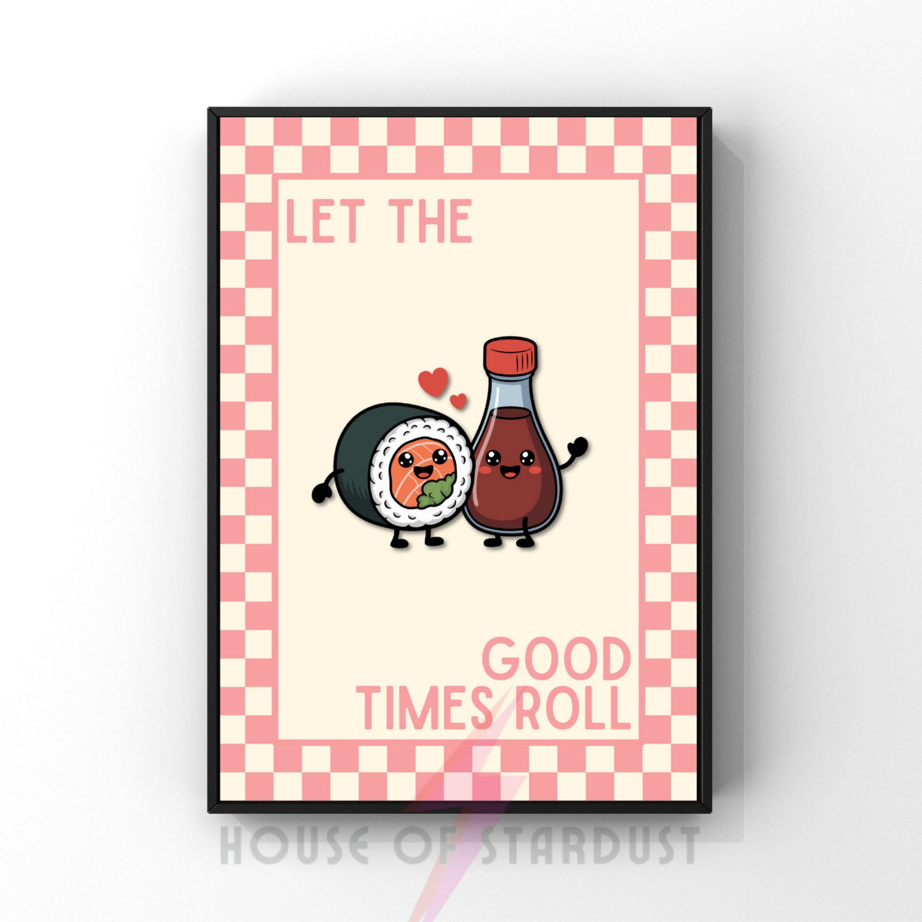 Let the good times roll Sushi | Kitsch Kitchen checkerboard pastels collection print