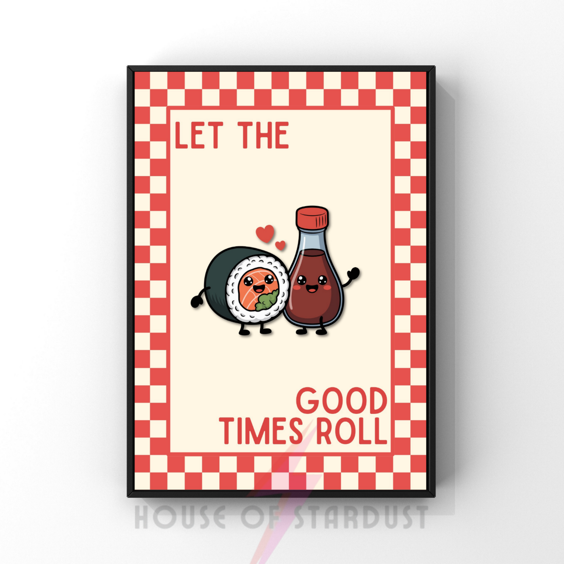 Let the good times roll Sushi | Kitsch Kitchen checkerboard pastels collection print
