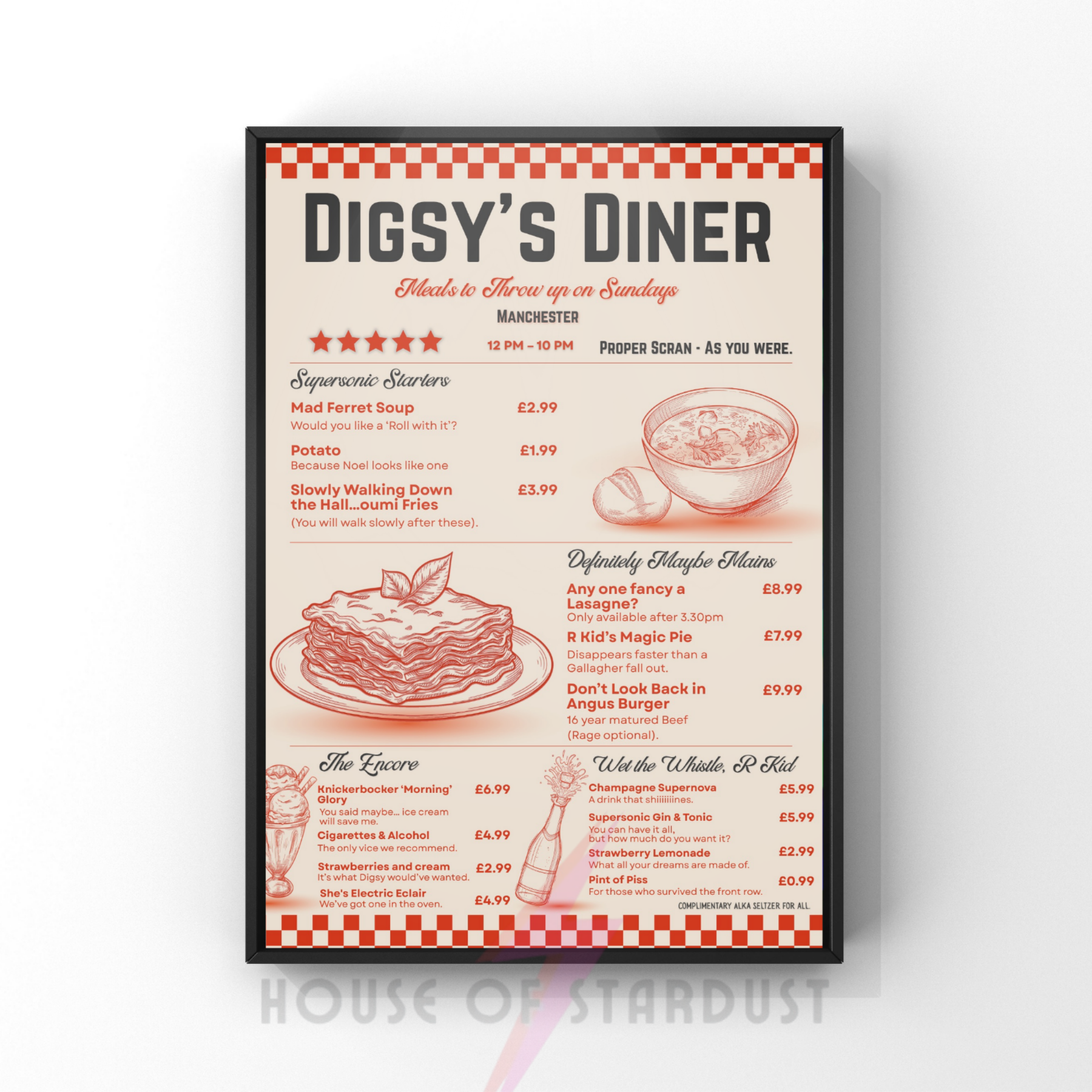 Digsy's diner | checkerboard funny oasis inspired art print