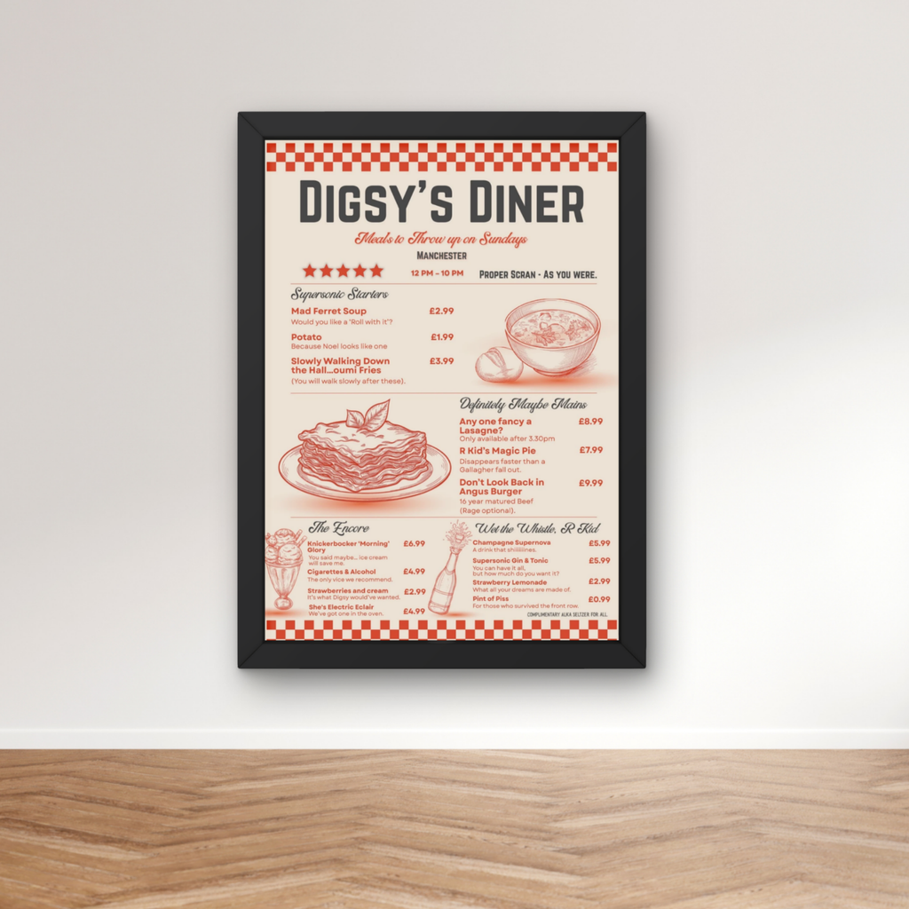 Digsy's diner | checkerboard funny oasis inspired art print