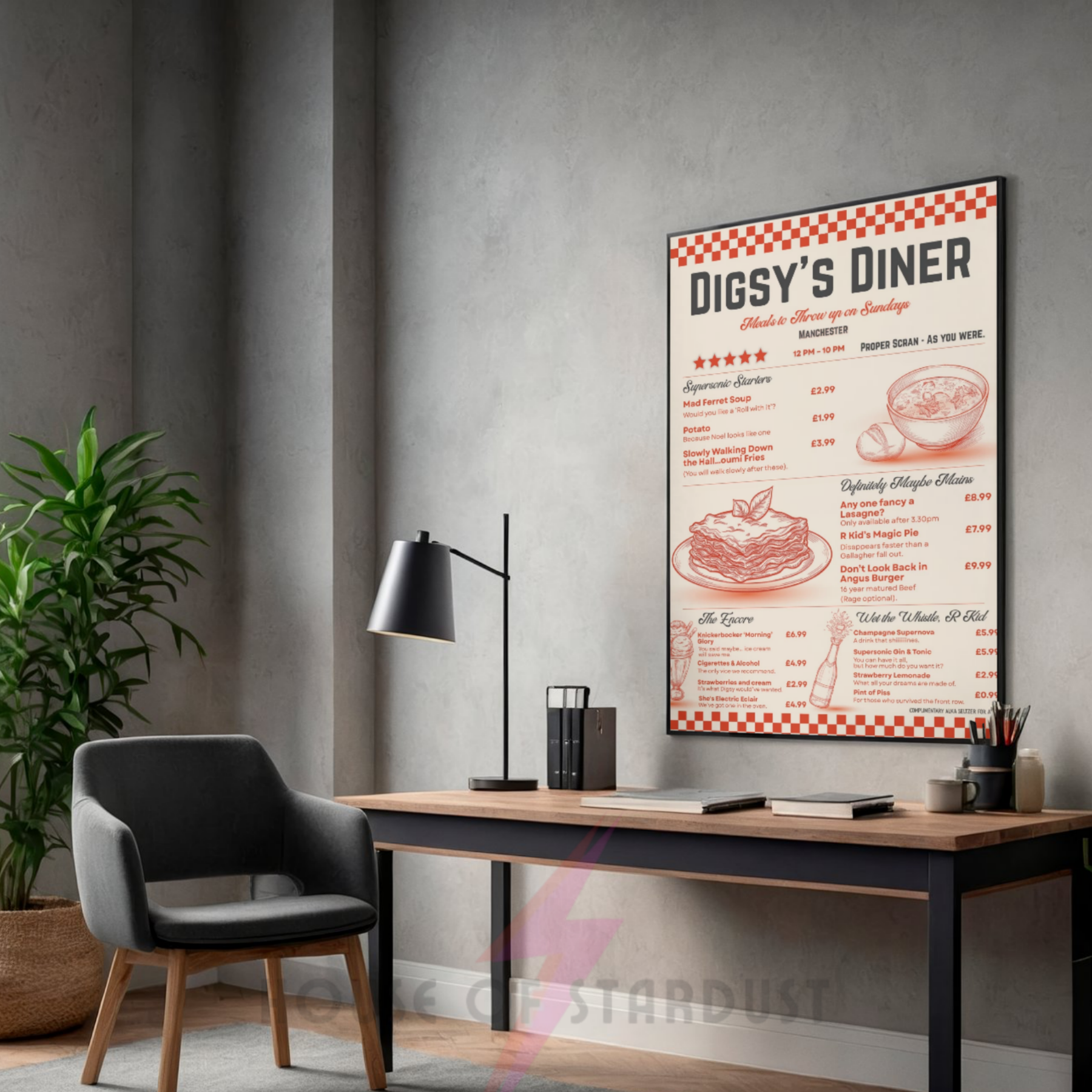 Digsy's diner | checkerboard funny oasis inspired art print