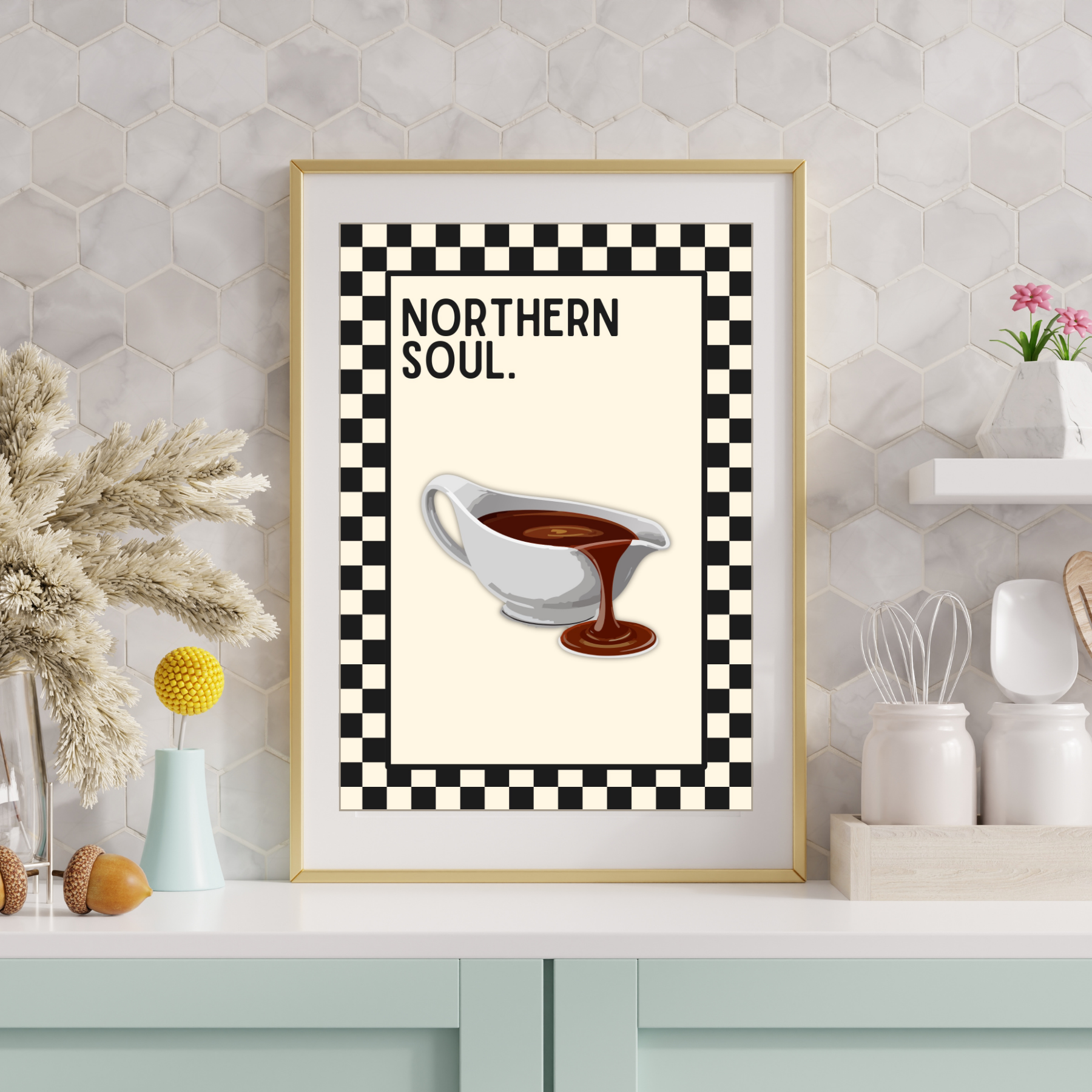 Northern Soul | inspired Kitsch Kitchen checkerboard retro collection print