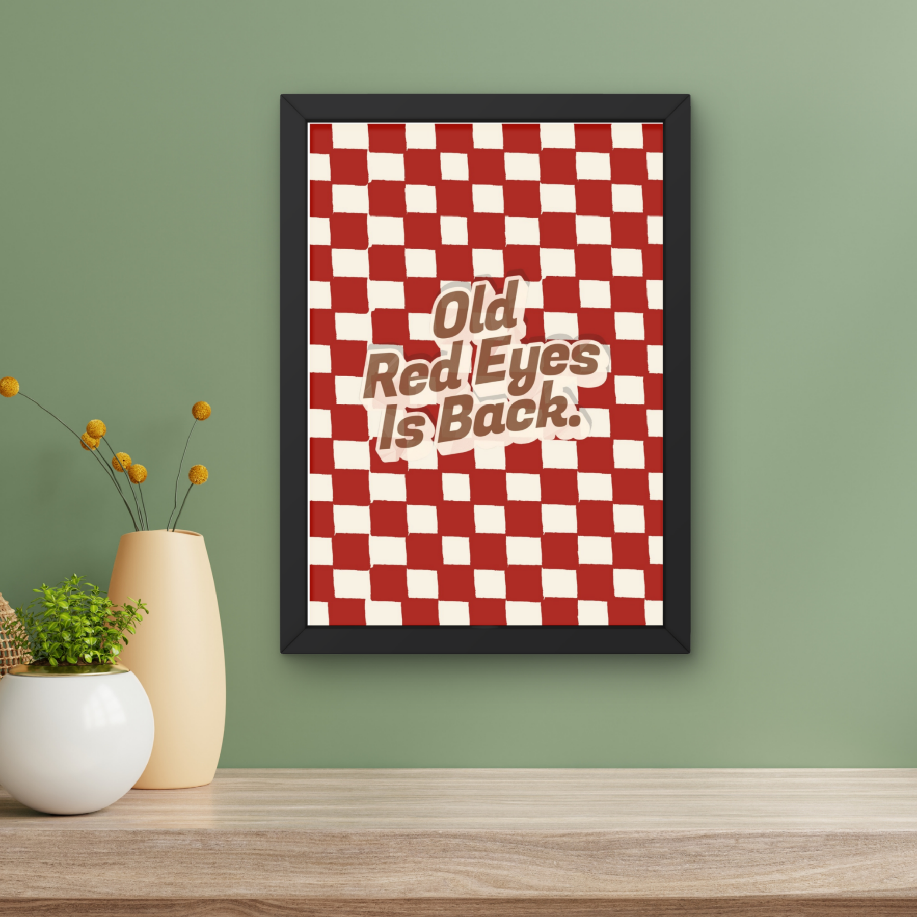 old red eyes | beautiful south inspired Inspired checkerboard indie Music Print