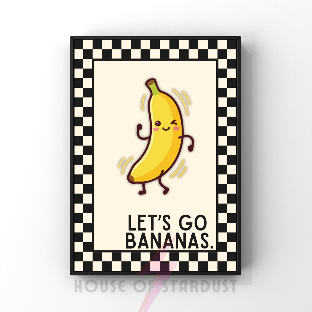 Let's go bananas | Kitsch Kitchen checkerboard retro collection print