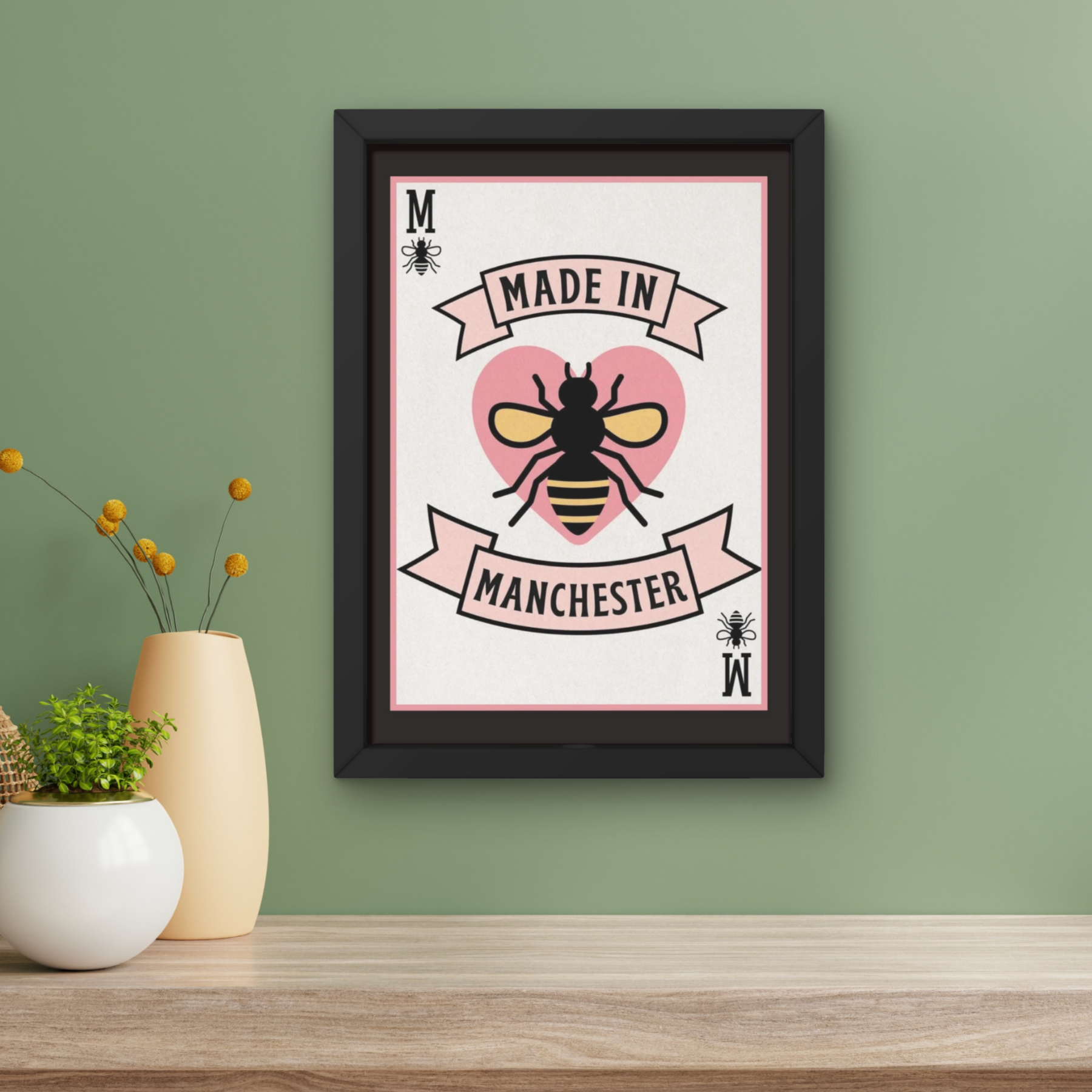 made in Manchester | playing card bee art print