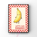 Let's go bananas | Kitsch Kitchen checkerboard pastels collection print